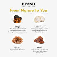 B-YOND Performance Mushroom Complex Supplements for Immune Support - Premium Lion’s Mane Mushroom Supplement Capsules with Chaga, Maitake & Reishi Mushroom - Supplement for Women & Men by B-Yond Performance, 60 Capsules