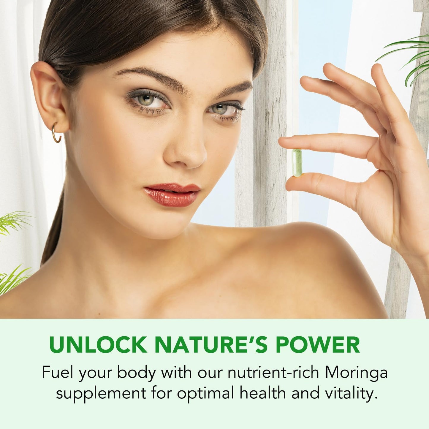 FSLHCY Moringa Capsules 800mg, Rich Moringa Powder Supports Energy, Joint & Immunity & Gut Health, Overall Vitality, Pure Vegan Extract Non-GMO (60pcs)