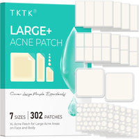 TKTK Large Pimple Patches for Face & Body Zit Breakouts, 7 Sizes 302 Count