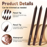 Kenmohuo Waterproof Eyeliner Pencil, 2025 Waterproof Eyeliner Duo Sharpenable Eye Pencil, Longwearing Eye Makeup with Ultra-Fine Tip, Silky Smooth and Easy To Color (Pack of 2, Plum)
