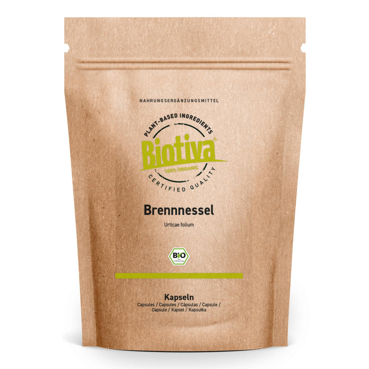 Organic Nettle 500 Capsules | 450mg per Capsule | Nettle Capsules | Urticae Folium | Highest Purity | Bottled and Checked in Germany | Vegan | Biotiva