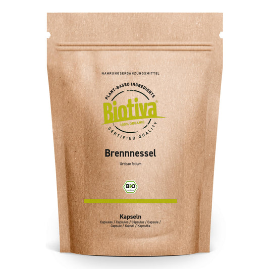 Organic Nettle 500 Capsules | 450mg per Capsule | Nettle Capsules | Urticae Folium | Highest Purity | Bottled and Checked in Germany | Vegan | Biotiva