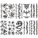 Yesallwas 10 Sheets Tribal Tattoos Spider Tattoos Dragon Temporary Tattoo Black Totem Pattern Tattoo Body Sticker for Men Women 3.54X7.48 inches (LXW)