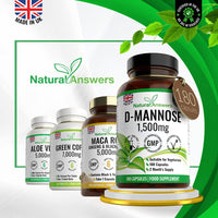 Natural Answers D-Mannose 180 Capsules - Max Strength 1500mg per Serving - Precision DMannose - Vegetarian Capsules not Tablets or Pills, Made in The UK (180 Count (Pack of 1))