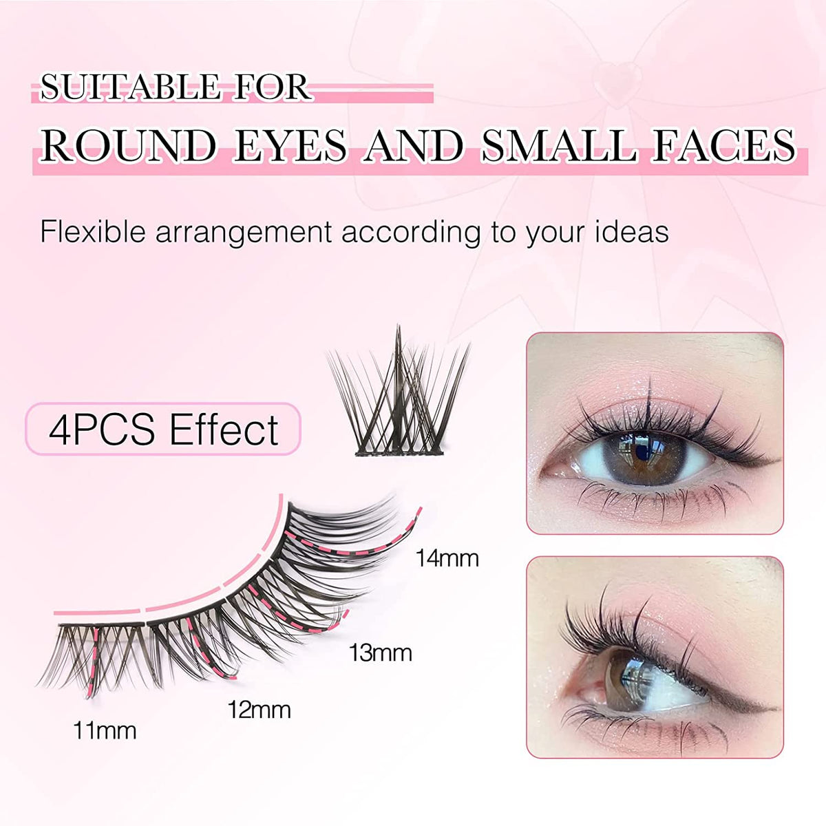 EMEDA Cluster Lashes Anime 70 Pcs DIY False Eyelashes C Curl Individual Lashes 11mm Manga Lashes DIY Eyelash Extensions Thin Band Natural Cluster Lash Kit (11mm)