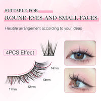 EMEDA Cluster Lashes Anime 70 Pcs DIY False Eyelashes C Curl Individual Lashes 11mm Manga Lashes DIY Eyelash Extensions Thin Band Natural Cluster Lash Kit (11mm)