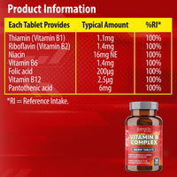 SCIENCE FITNESS B Complex Vitamins-360 Tablets, Suitable for Vegans B Complex Supplements, B1,B2, B6, B12 with Folic Acid