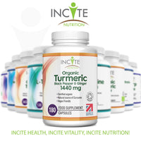 Organic Turmeric Curcumin 1440mg - 180 Premium Vegan Capsules - High Strength Quality Organic Turmeric Curcumin with Organic Black Pepper & Ginger