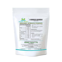 Herbal Magic's Organic Spinach Powder Green Superfood for Smoothies,Juice, Baking Free from Fillers & preservatives of&G Organic Certified (200g (Pack of 1))