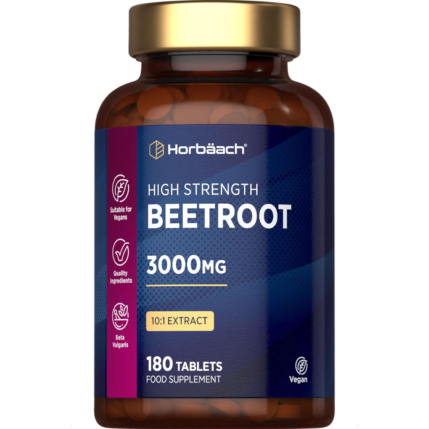 Horbäach Beetroot Tablets 3000mg | High Strength Beetroot Supplement | 180 Vegan Tablets (3 Months Supply) | Nitric Oxide | by Horbaach