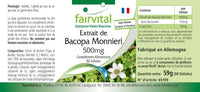 fairvital Fairvital | Bacopa Monnieri Extract 500mg, Brahmi, Vegan, Without Magnesium Stearate, 90 bacopa Capsules