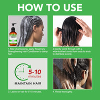 Bibonse Rosemary Conditioner, Rosemary Mint Conditioner, Organic Hair Growth Conditioner for Dry Damaged Hair, Supports Hair Strengthing, Nourishes Scalp, Biotin Hair Conditioner for Men Women, 300 ml