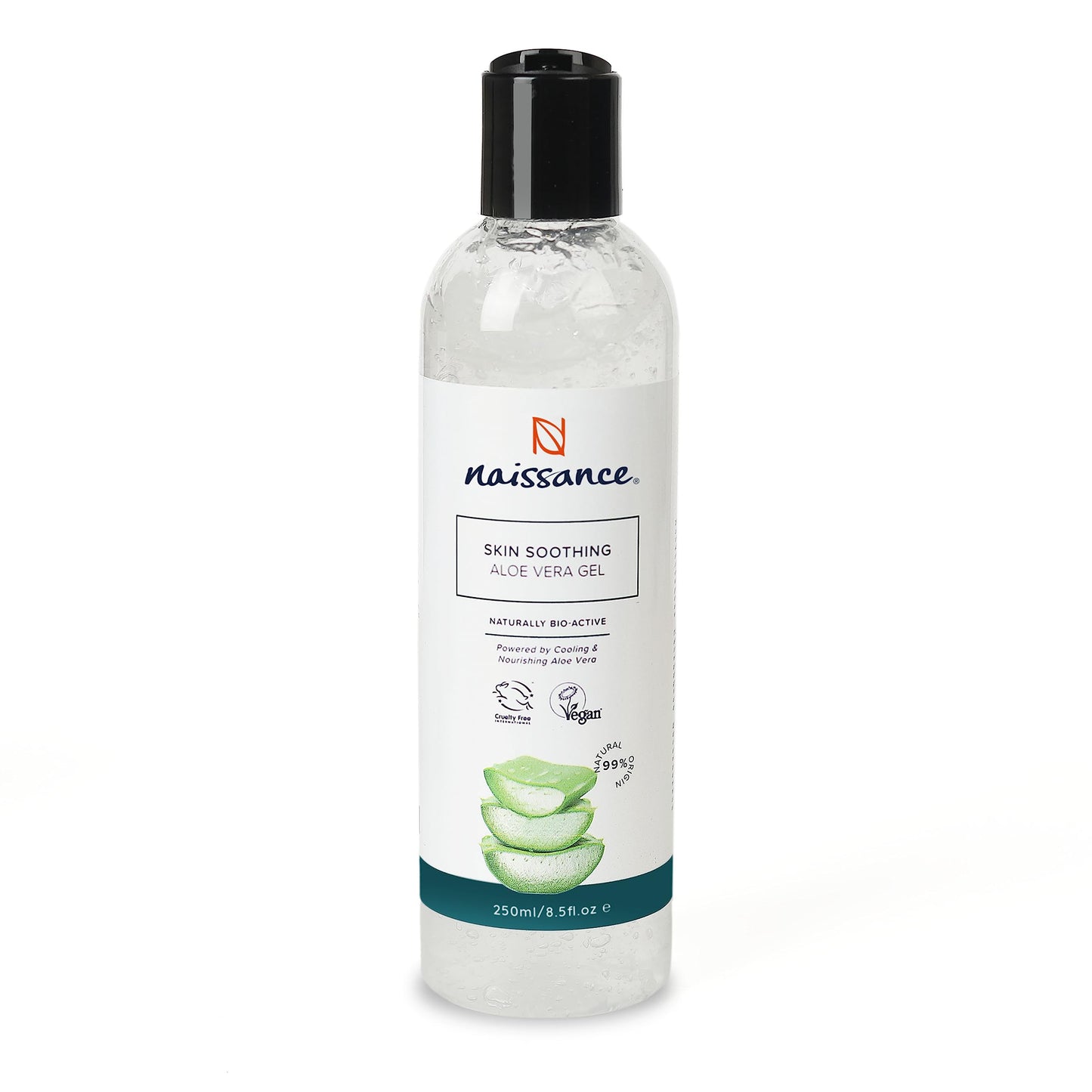 Naissance Aloe Vera Gel (No. 707) 250ml - Cooling, Soothing and Moisturising, Aftersun, For All Skin Types, Face, Body and Hair - Cruelty Free and Vegan