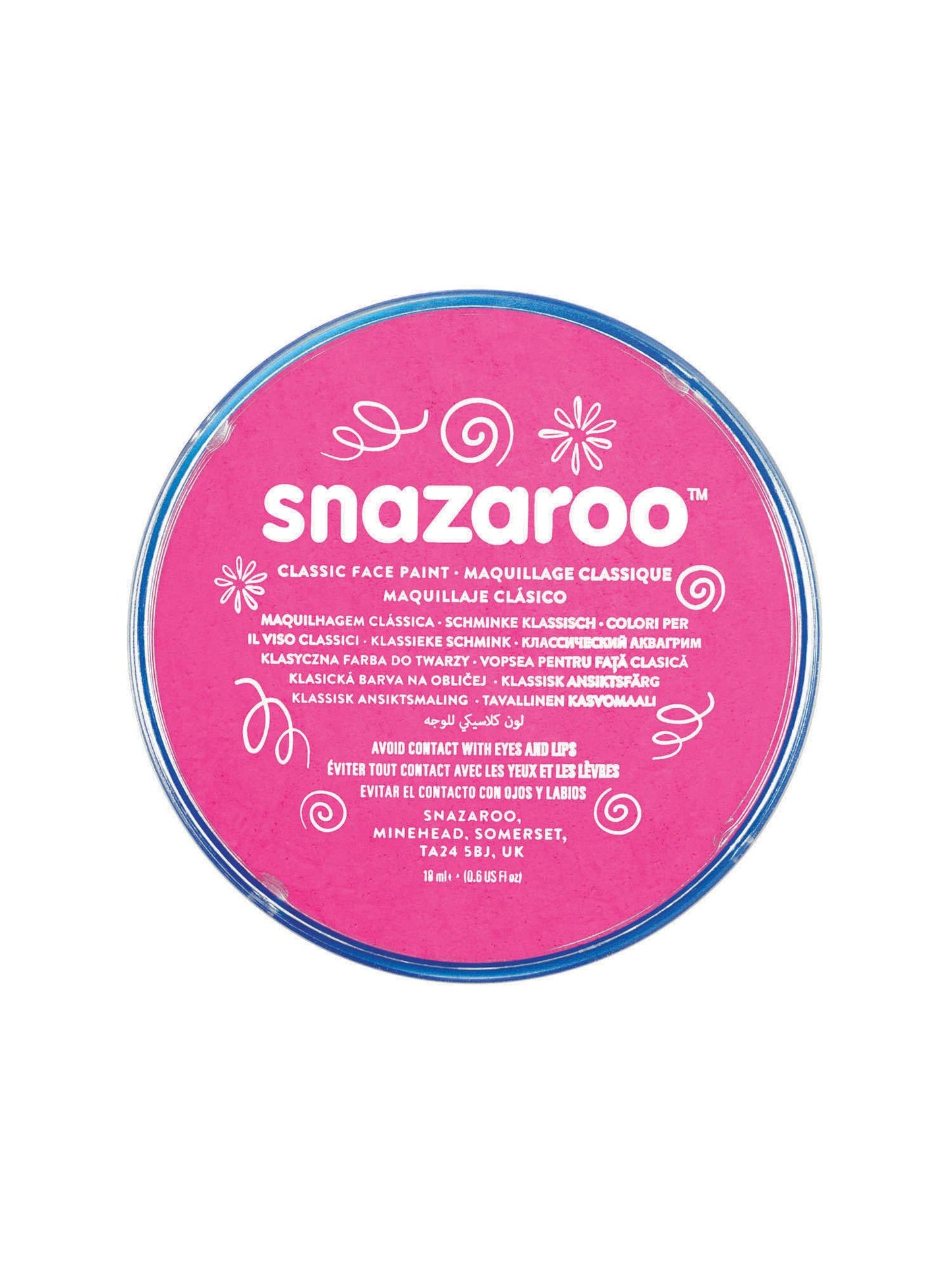 Snazaroo Bright Pink Make-Up (18 ml) Pack of 5 - Classic Face Paint, Perfect for Parties, Cosplay, Animals Events, Carnival, Halloween, & More