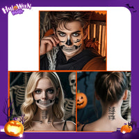 Lekabee skeleton mouth temporary tattoo,devil face temporary tattoo,halloween face stickers,halloween make up adults,face tattoos for men and women,horror make up,scary face tattoos