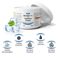TriOn Pharma Aqueous Cream with Menthol 1% - 500g | Cooling Emollient for Softening & Soothing Skin | External Skin Cleansing Agent
