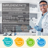 herlosfeel Mullein Leaf Extract for Lungs, 60ml Mullein Leaf Liquid Drops,Natural Mullein Drops for Lungs Cleanse, & Premium Mullein Leaf Extract Fast Absorption Rich in Chlorophyll Vegetarian & Health Supplemen