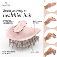 MANTA Manta Detangle Hair Brush, Shower Scalp Massager Shampoo Brush Detangler, Promote Healthy Hair Growth, Premium Wet Tangle Hairbrush, Curly Hair Teaser, Hairbrushes for Women Men Kids, Pink