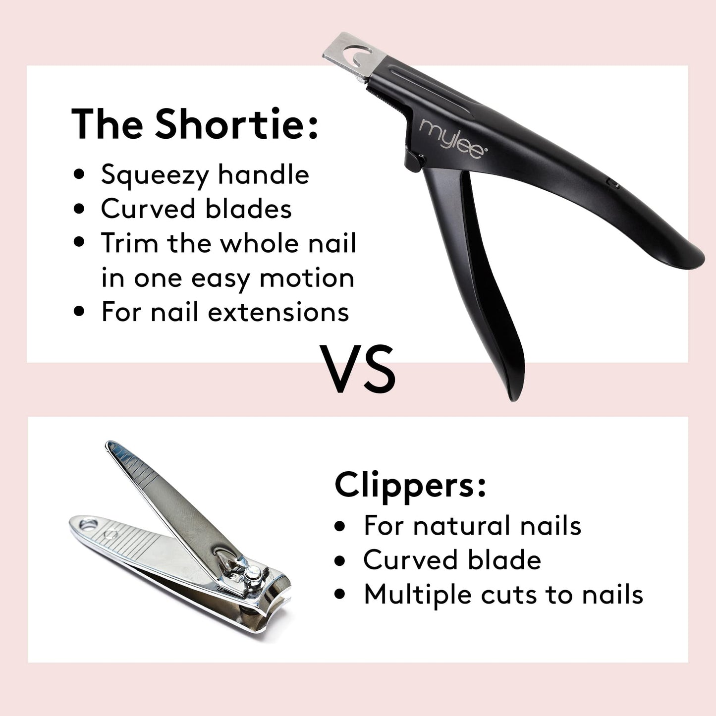 MYLEE Mylee The Shortie Nail Extension Clipper - Precise & Durable Nail Tip Cutter, Manicure Tool for Perfect Prep, Professional Extension Clipper, for Acrylic Extensions, False Nails and Tips