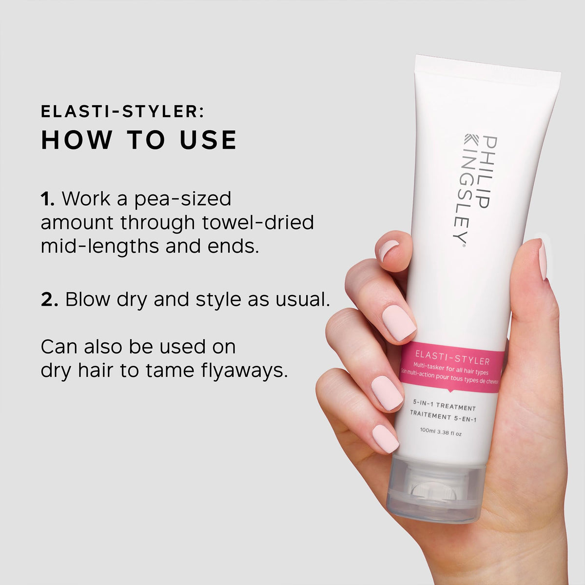 Philip Kingsley Elasti-Styler | 5-in-1 Pre-Styling Serum Treatment | Hair Styling Cream Conditioning Mask | Anti-Frizz Smoothing Primes Tames that Adds Shine | 40ml