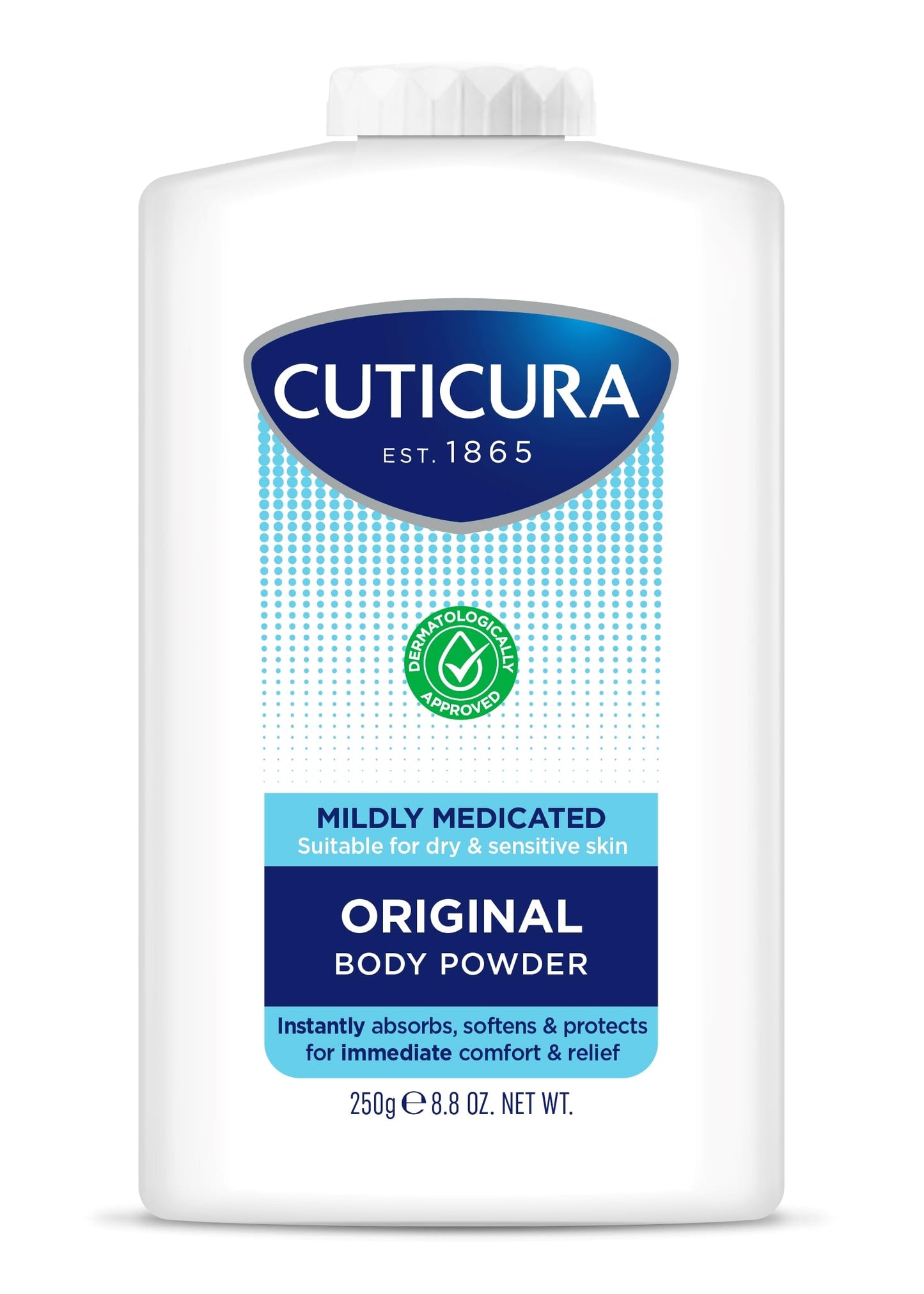 Cuticura CUTICURA Mildly Medicated Body Powder 250g | Personal Hygiene | Sweat Control | Chafing & Friction Prevention | Itching Relief