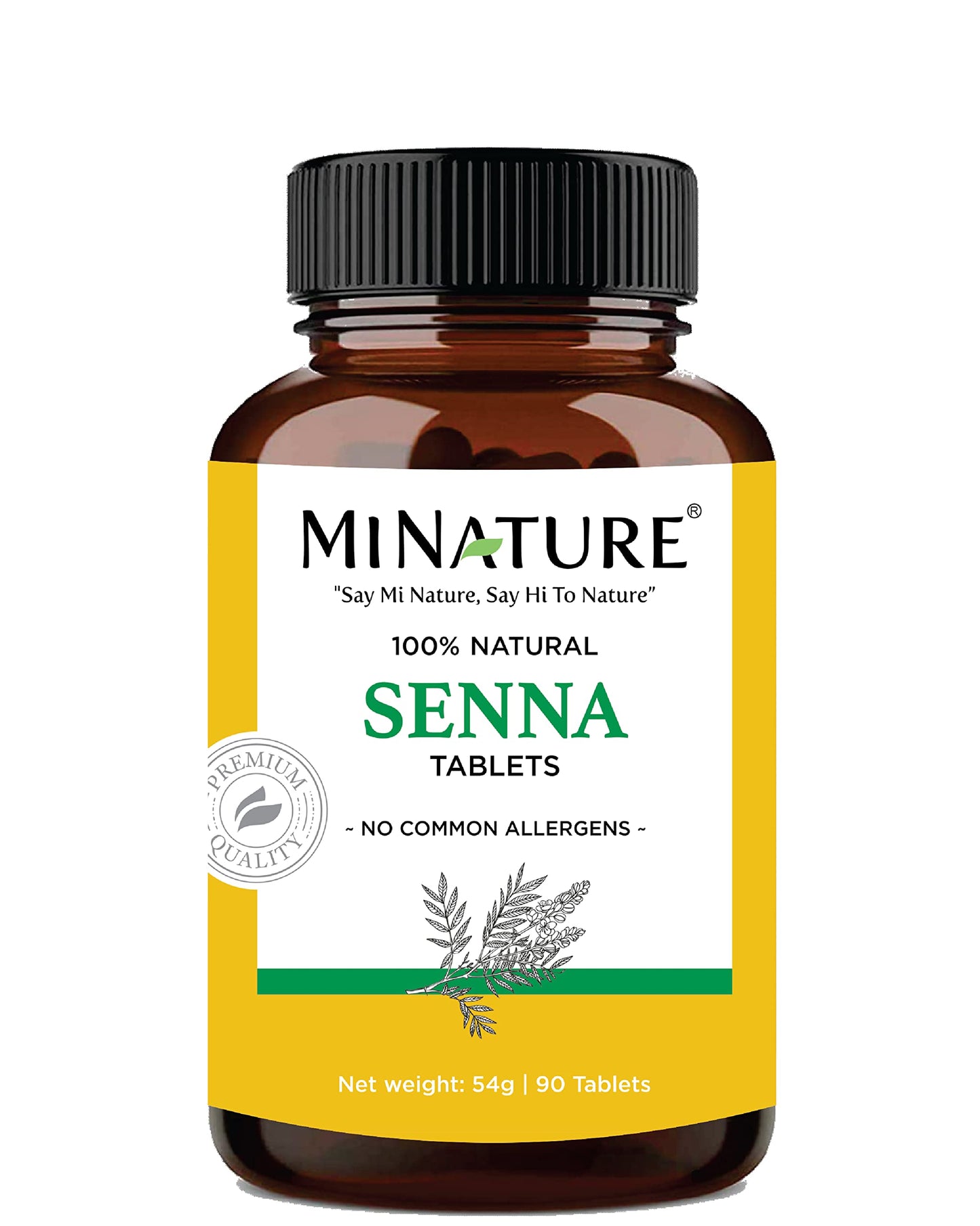 Senna Leaf Tablets by mi Nature | 90 Tablets, 1000 mg | 45 Days Supply | Senna Leaves Tablets | Vegan| Immunity Booster | Constipation Support | Laxative