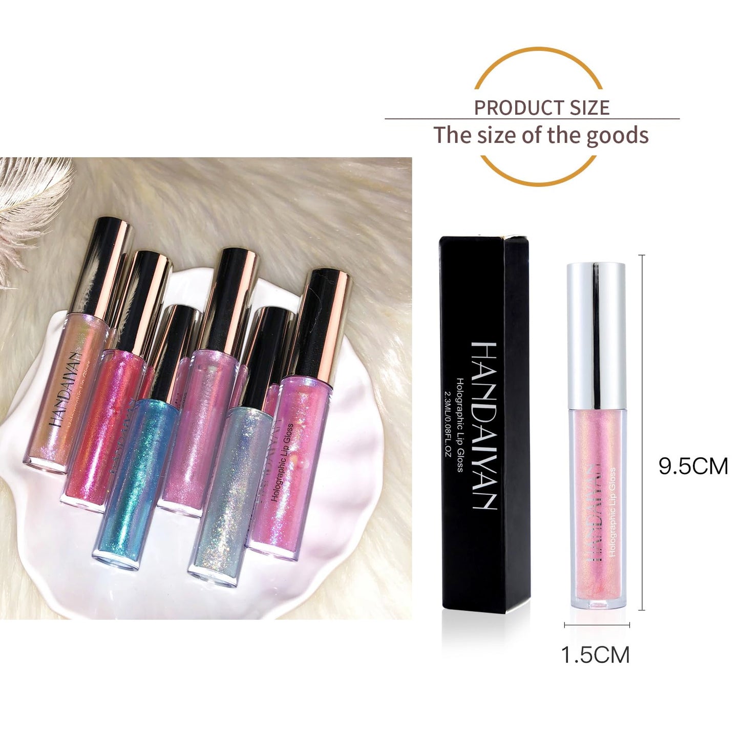 HAORQEE Glitter Lip Gloss Lipstick, Diamond Metallic Pink Coral Shimmer Lipgloss Liquid Lipstick Long Lasting Waterproof Non-Stick Cup Sparkle Shiny Lip Plumper Tinted Lip Balm for Women