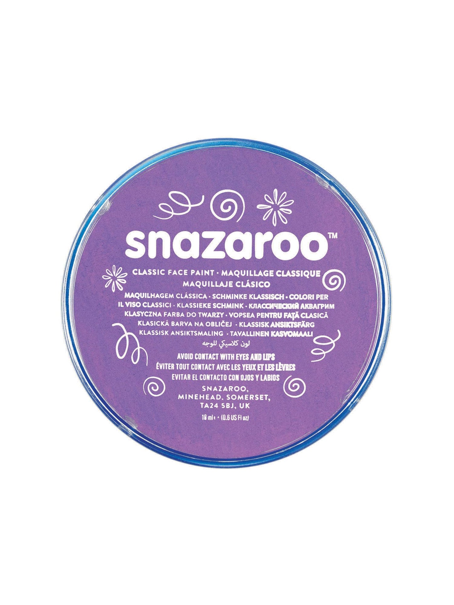 Snazaroo Classic Face and Body Paint for Kids and Adults, Lilac Colour, Water Based, Easily Washable, Non-Toxic, Makeup, Body Painting for Parties, for Ages 3+