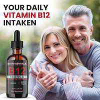 Nutri-Sentials Vitamin B-12 Liquid Drops - 5000 mcg Methylcobalamin High Strength Supplement, for Increasing Metabolism, Immunity, Energy and Improving Concentration & Mood - Vegan Berries Flavour, 60ml