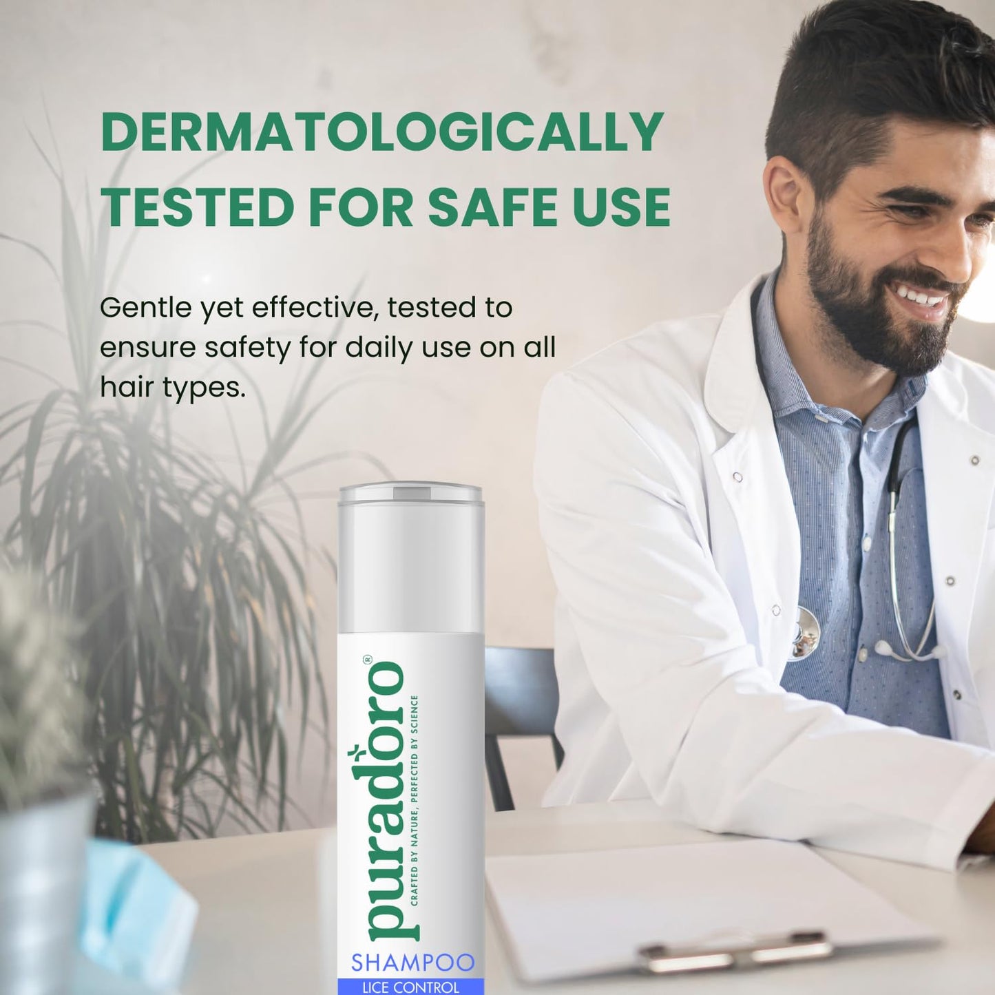 Puradoro Lice Control & Healthy Roots Shampoo – Natural Defence Against Head Lice, Nits & Eggs for Kids & Adults with Neem, Tea Tree & Lavender, Gentle on Scalp, Infused with Coconut Oil