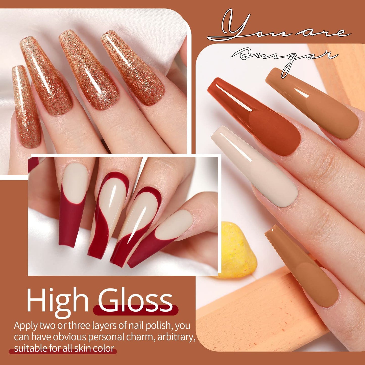 UR SUGAR Autumn and Winter Gel Nail Polish Set, Gray Pink Classic Gel Polish 6 Colours Soak Off Gel Nail Varnish Kit DIY Manicure Christmas Gifts for Women