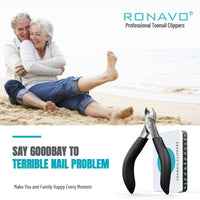 Toenail Clippers for Thick Nails - Heavy Duty Professional Thick & Ingrown Toe Nail Clipper for Men & Elderly, Large Toenail Scissors for Seniors/Mens/Women,Long Handle Safety Strong RONAVO(Black)
