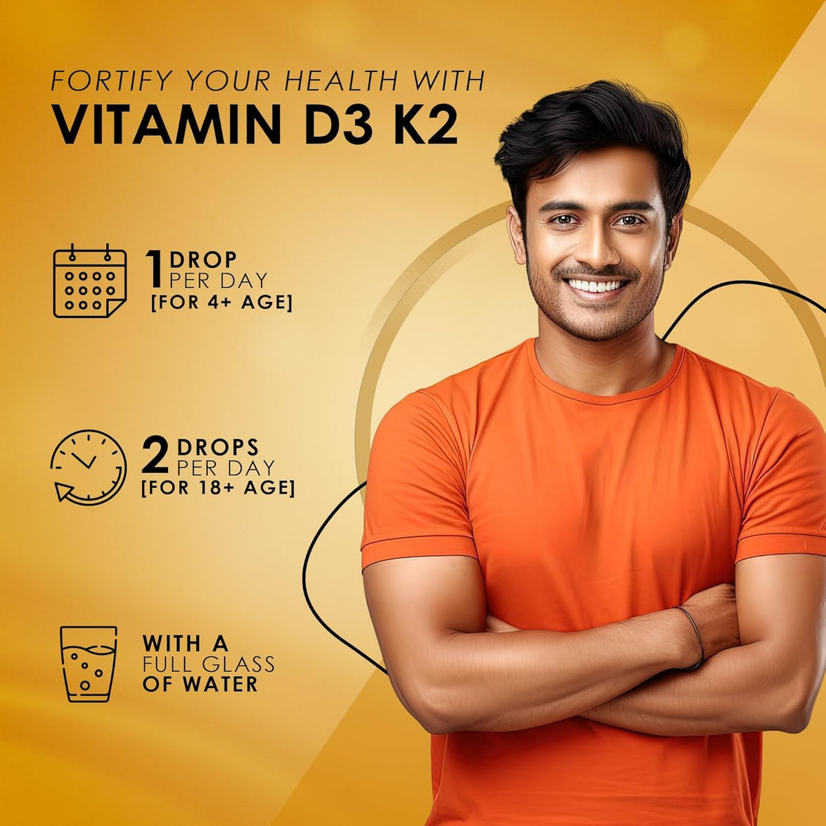 AMBROSIAL Ambrosial Vitamin D3 + K2 Drops – High Strength Liquid Supplement for Adults & Kids – 500 IU Vitamin D3 + 50 mcg Vitamin K2 – Mango Flavour, Gluten Free, Non-GMO, Easy-to-Take Vitamin D Liquid – 30 ml