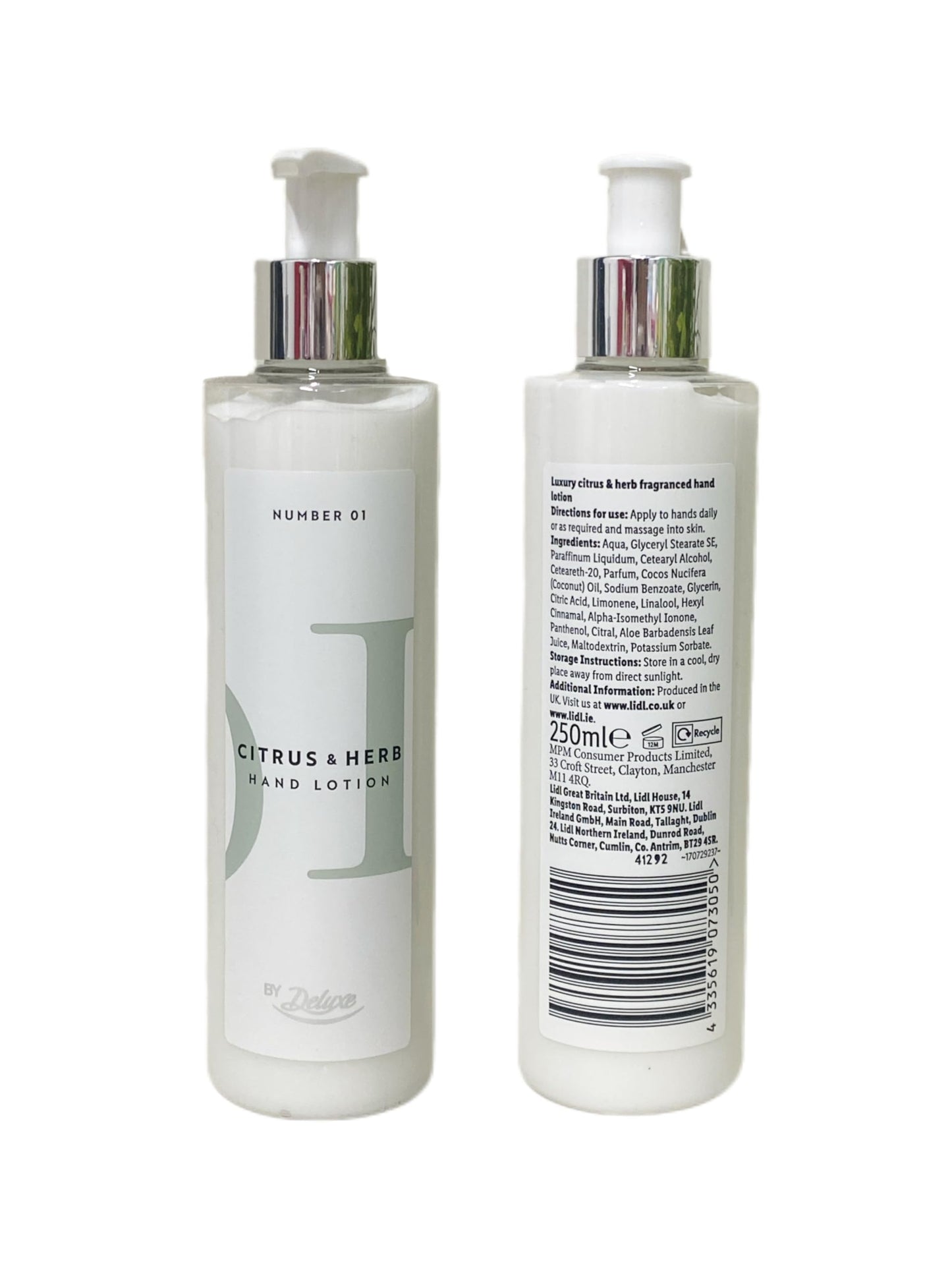 Generic Lidl By Deluxe - Number 01 - Citrus & Herb Hand Lotion | 250mL×2 [TWIN PACK]