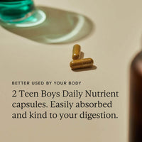 Wild Nutrition Food-Grown® Daily Multi for Teen Boys, Natural & Ethical Multivitamin Kids Vitamins with Vitamin B, Vitamin D - Optimal Health for Teen Boys - 60 Capsules