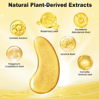 24K Gold Under Eye Patches, 24 Pairs Gel Eye Pads Skincare, Collagen Hyaluronic Acid Eye Pads, Against Dark Circles, Self Care Mask For Eye Bags, Puffy Eyes, Wrinkle Removal, Dermatologically Tested