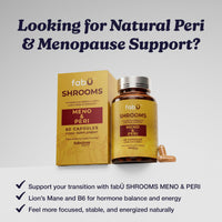 fabÜ Shrooms MENO & PERI - Lion's Mane Mushroom & Magnesium Supplements for Women During Menopause - Natural Perimenopause Support - Hormone Balance & Energy Support (60 Capsules)