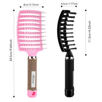 Bsisme 2Pcs Hairbrush for Women, Men and Kids, Detangling Curved Vent Brush for Long Thick Thin Curly Wet or Dry Hair, Styling Tool (Pink & Black)