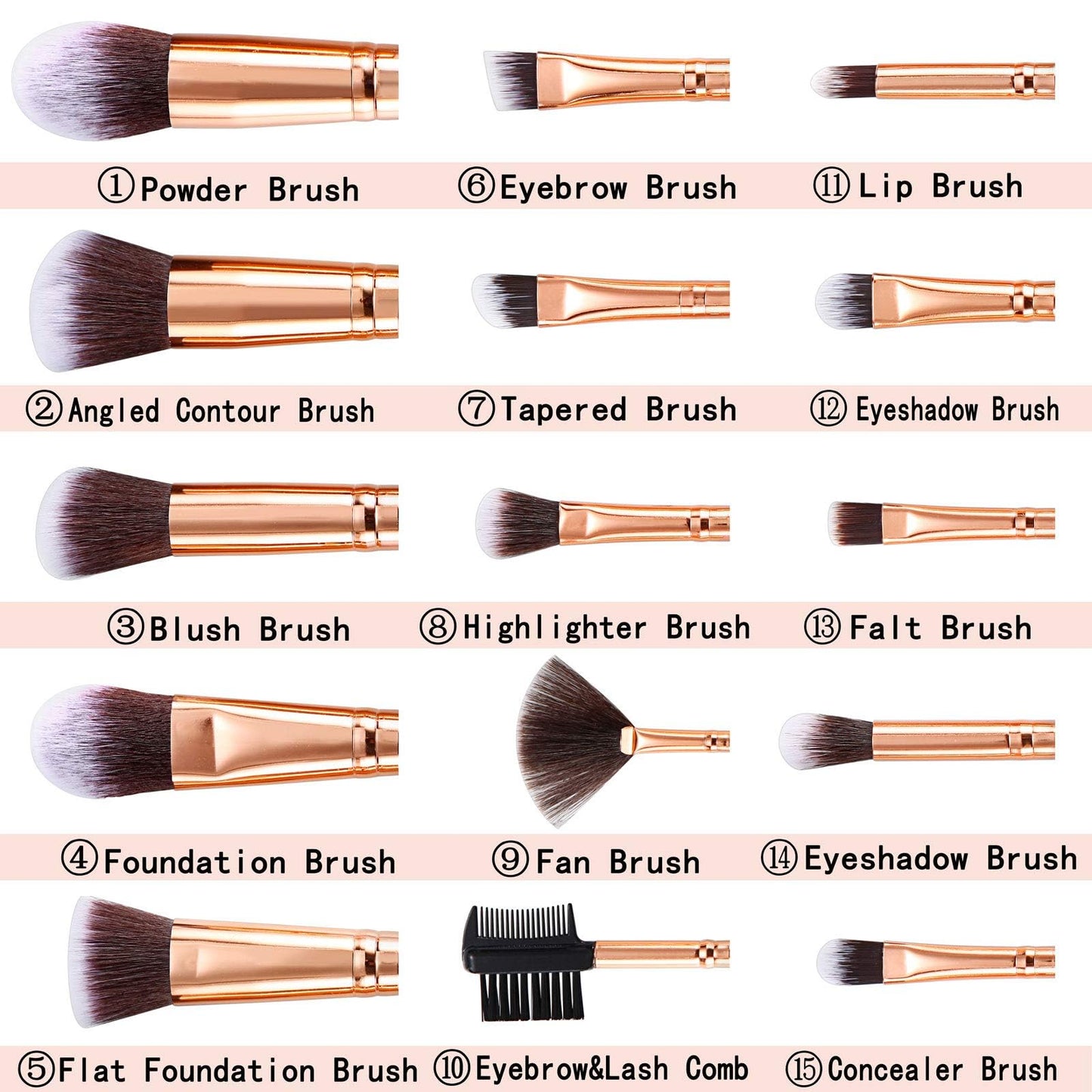 Makeup Brushes DUAIU 15PCs Marble Makeup Brush Set Premium Synthetic Kabuki Powder Blush Contour Foundation Concealer Eyeshadow Brushes with Makeup Sponge