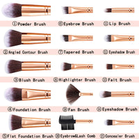 Makeup Brushes DUAIU 15PCs Marble Makeup Brush Set Premium Synthetic Kabuki Powder Blush Contour Foundation Concealer Eyeshadow Brushes with Makeup Sponge