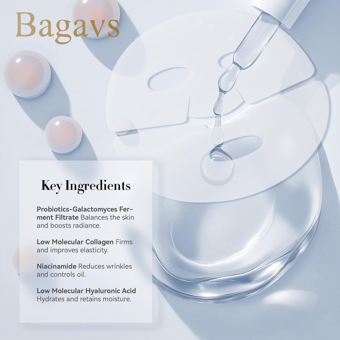 Bio Collagen Face Mask Overnight Hydrating Mask for Skin Care, Pore Minimizing, Anti-Aging, Pack of 4