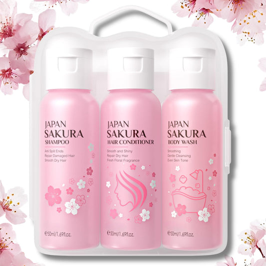SALROAL Sakura Travel Shampoo and Conditioner Set – Travel Size Shampoo and Conditioner for Women, Perfect Sakura Shower Gift Set with Moisturizing, Nourishing Formula for Soft, Frizz-Free Hair on the Go