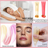 Prreal 2PCS Lip Balm Set, Moisturizing Lip Mask, Glossier Lip Balm, Strawberry Honey Lip Oil, Squeeze Lip Balms, Juicy Bomb Lip Gloss for Lip Care(Honey+Strawberry)