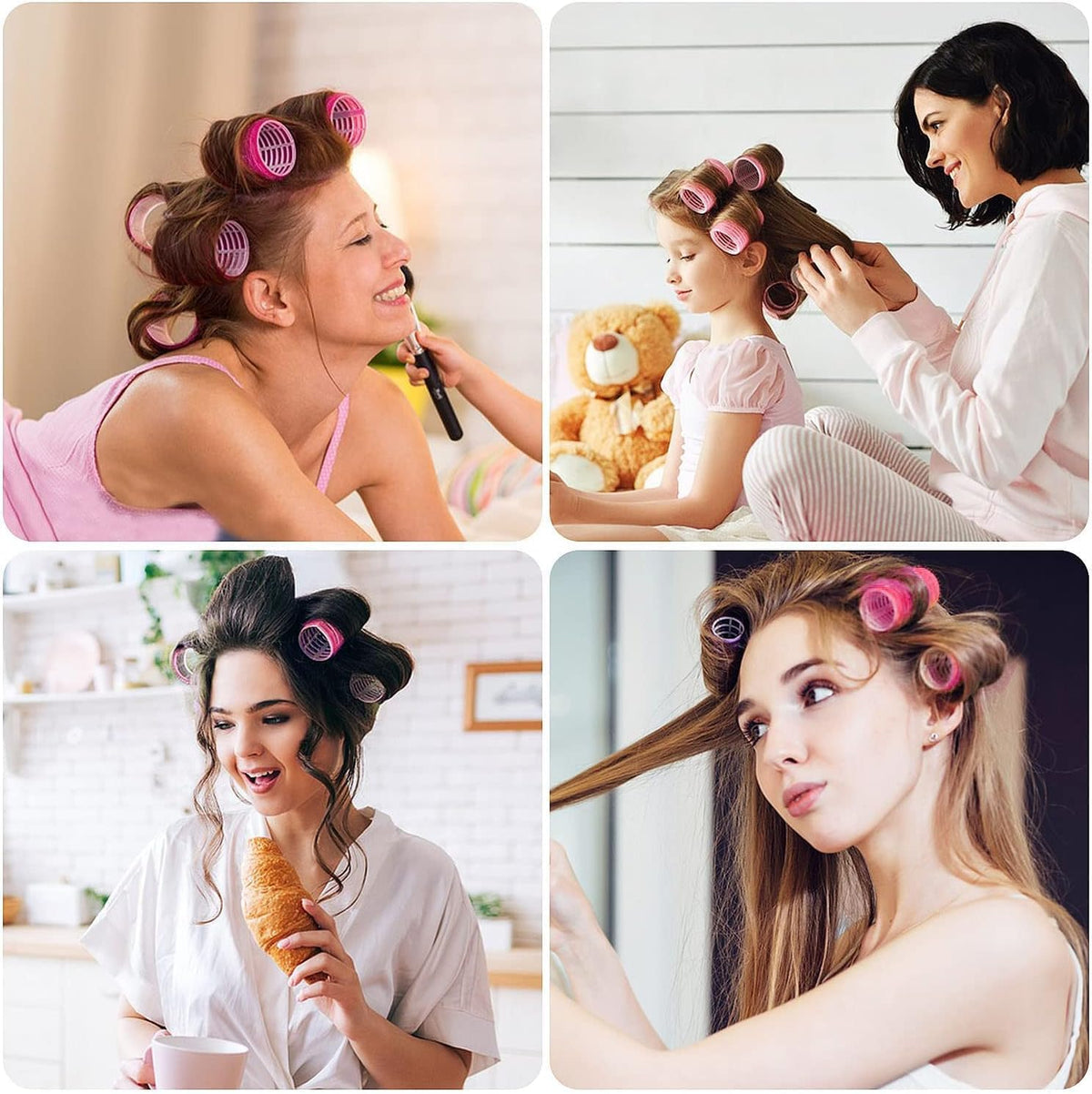WQEDVN 12 Pieces Rollers for Hair Volume, Hair Curlers Rollers, Hair Rollers for Short Hair, Hair Rollers for Long Hair, Hair Rollers Set, For Curling and Styling Hair Self Holding DIY Roller (44mm)