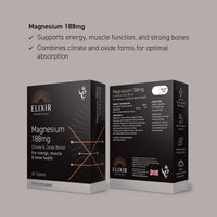 ELIXIR NUTROLOGY Magnesium 188mg Tablets | Supports Energy Metabolism & Muscle Function | Helps Maintain Normal Bones & Reduce Tiredness | Dual Source Magnesium Citrate & Oxide | 30 Vegan Tablets | UK Made