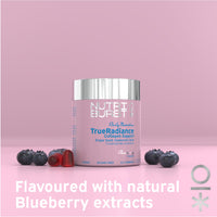 Nutriburst - TrueRadiance Collagen Support Gummies for Healthy Hair, Skin & Nails - Biotin (100µg), Hyaluronic Acid (50mg), Vitamin A (400µg) + Vitamin C (80mg) - 60 Gummies 1 Month Supply