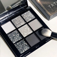 QUIWEN Black Eyeshadow Palette, Smokey Silver Glitter Eyeshadow Palette, Highly Pigmented White Grey Cold Toned Eye Shadows Pallets for Women, Long Lasting Waterproof Eye Shadows Make Up Palettes