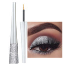 FresFresi Smudge-proof Silver Glitter Eyeliner - Liquid Glitter Eyeshadow with Waterproof Sparkle for Long-Lasting Eye Makeup - Quick Dry Shimmer Liner for Women