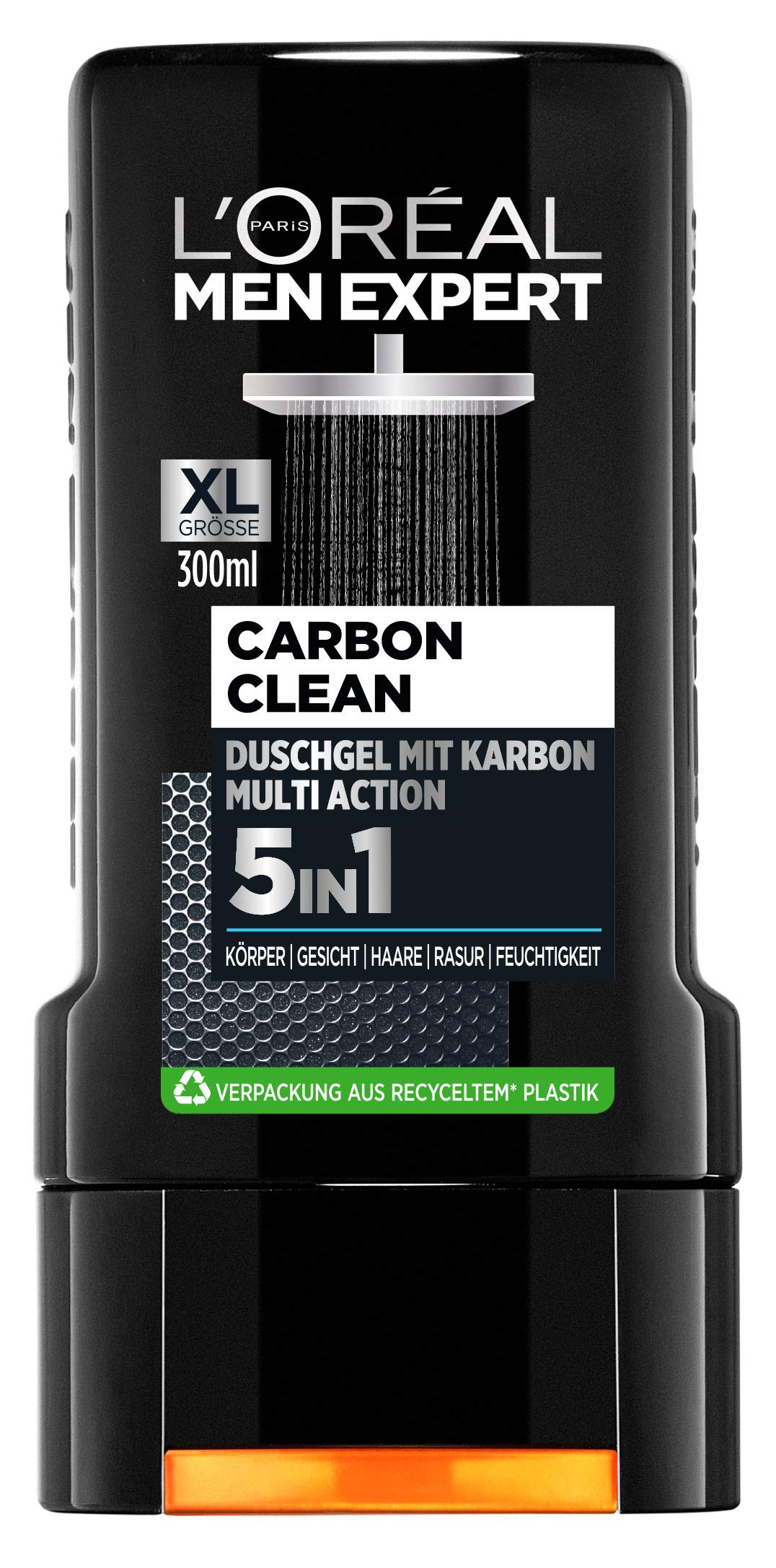 L’Oréal Paris men expert L'Oréal Men Expert Carbon Clean Shower Gel Cleanses Sensitive Men Skin (Face, Body and Hair) Moisturises Masculine Spicy Fragrance (1 x 300 ml)