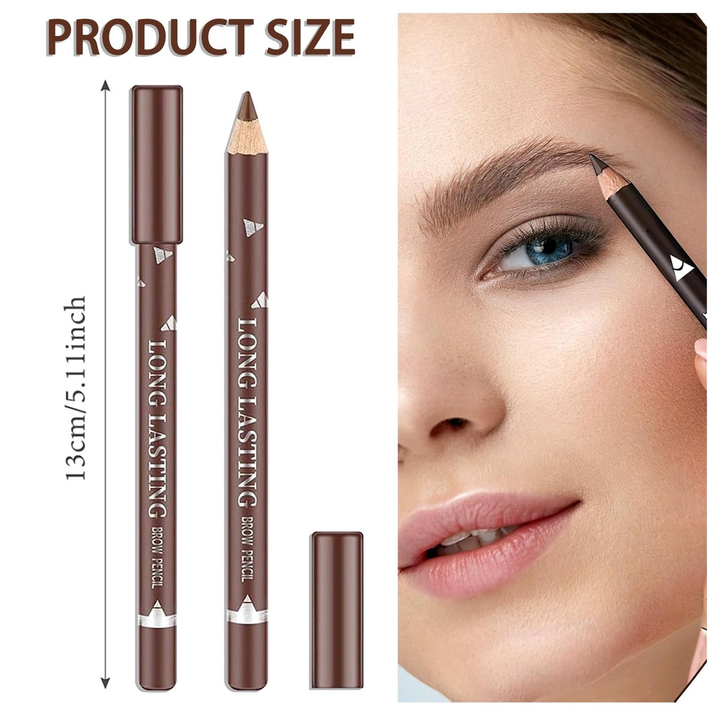 NatrLuxe 12 PCS Waterproof Brown Eyebrow Eyeliner Pencil - Long-lasting, Sweat-proof Makeup Brow Tint Pen